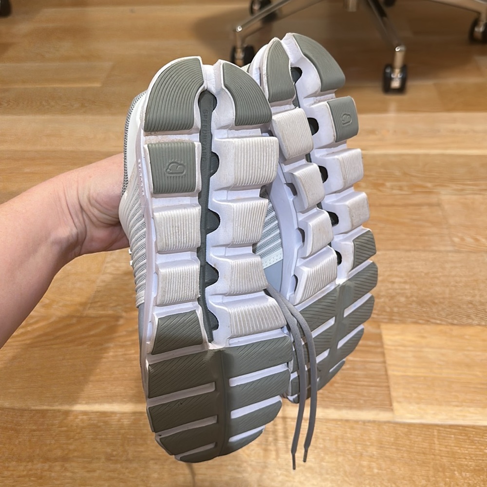 On Running Women's Light Gray and White Performance Sneakers - Picture 5 of 8